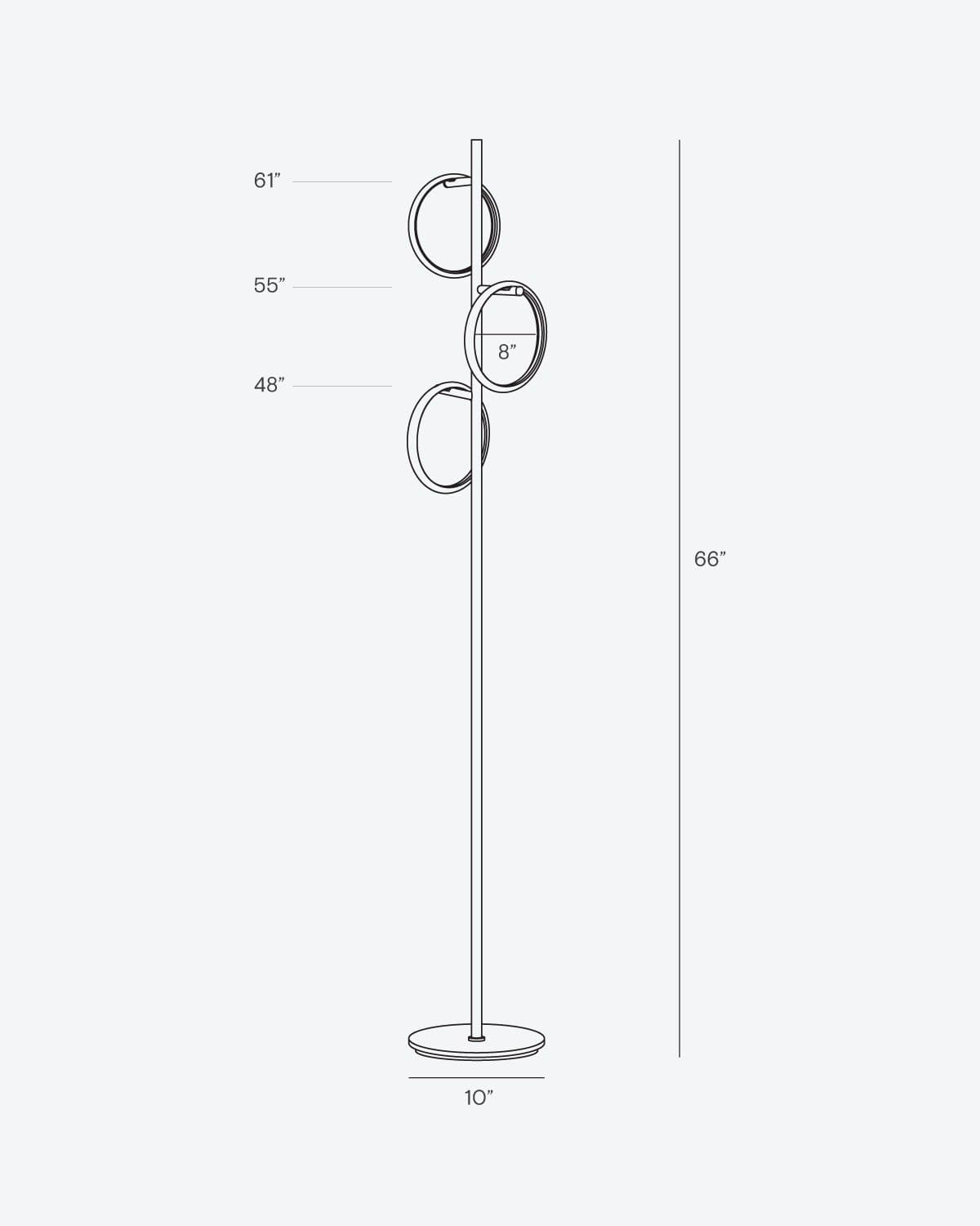 Glowmere Saturn Three Ring Pedal Switch Floor Lamp in silver