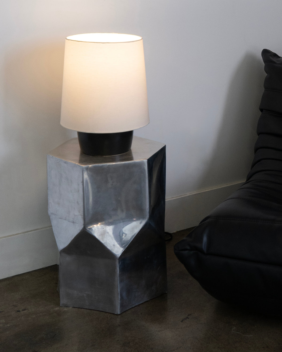 Glowmere Dan Black Ceramic Base Cotton Shade Table Lamp view 7