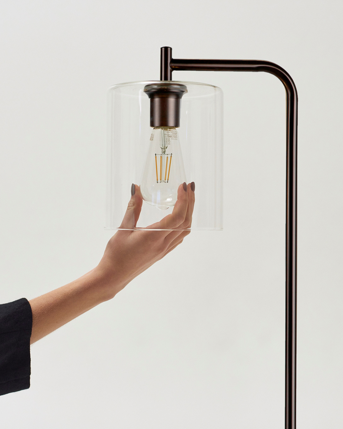 Glowmere Elizabeth Brass Hanging Glass Shade Floor Lamp in bronze