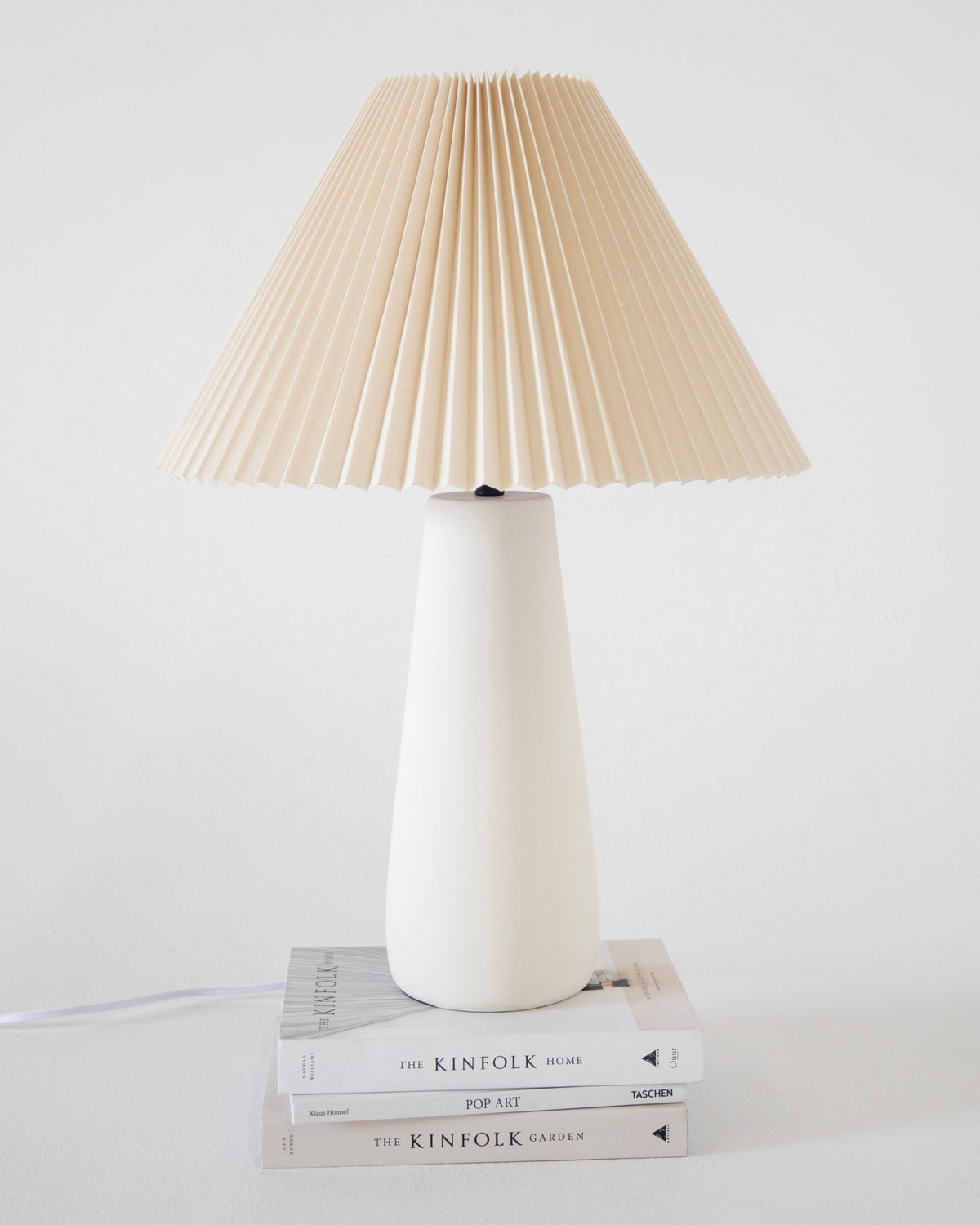 Glowmere Gwen Pleated Linen Shade Ceramic Base Table Lamp view 4