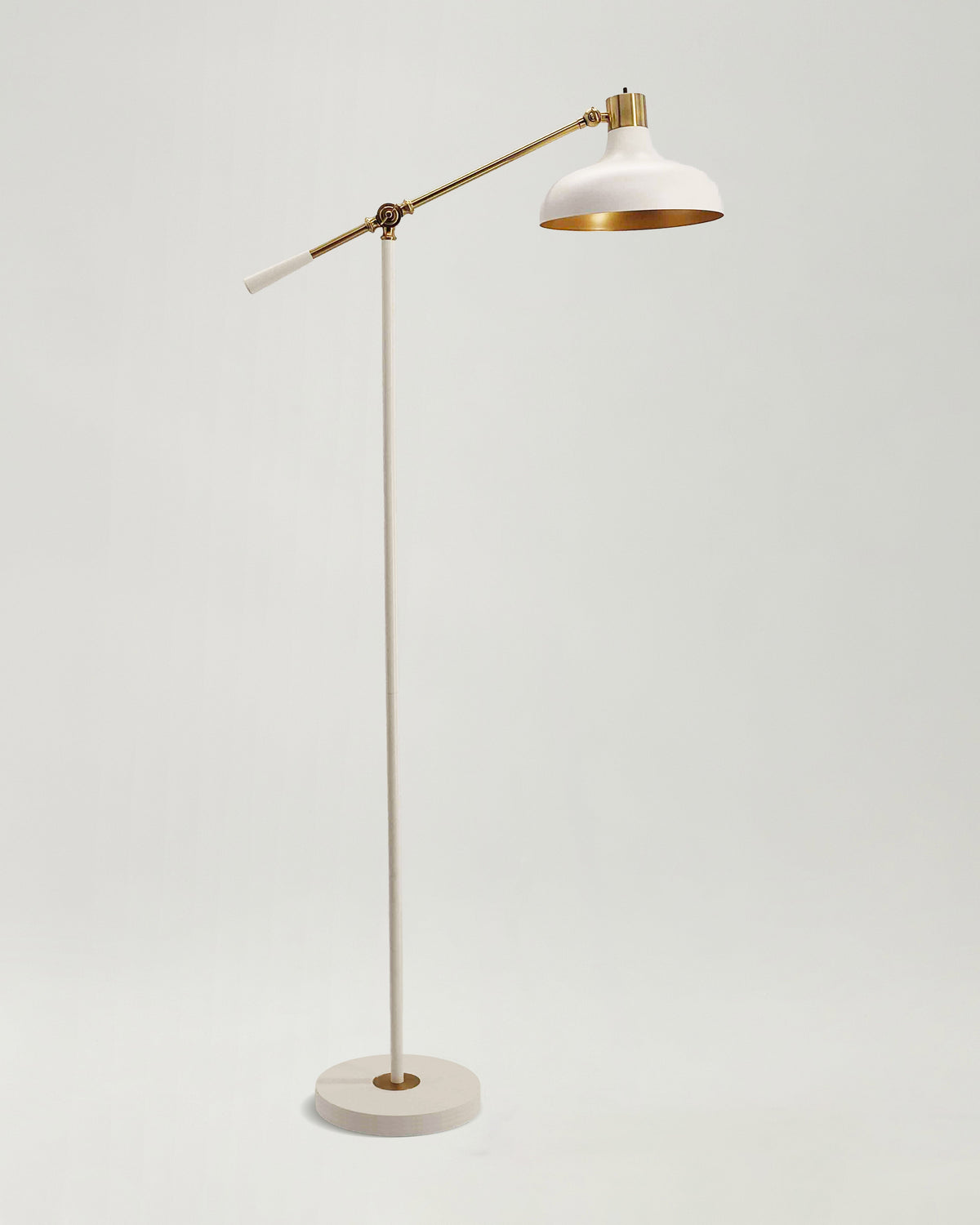 Glowmere Wyatt Adjustable Arm Drafting Style Floor Lamp in cream