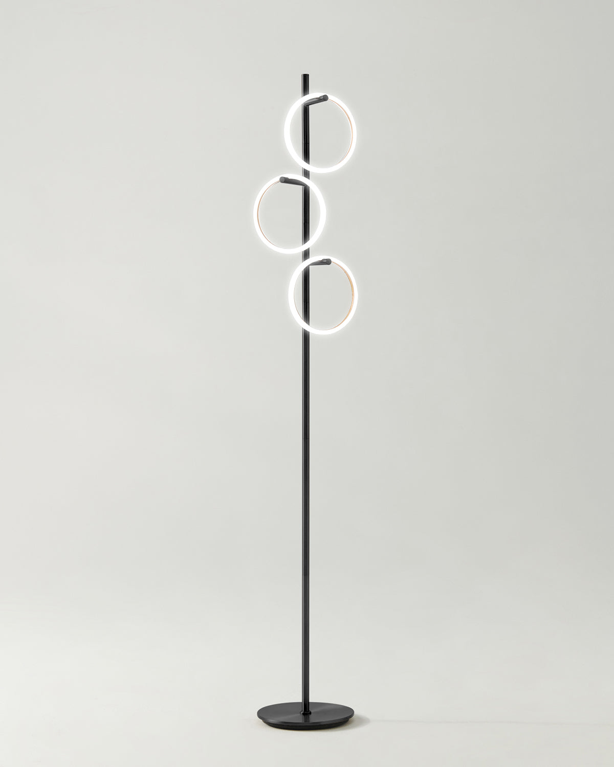 Glowmere Saturn Three Ring Pedal Switch Floor Lamp in black