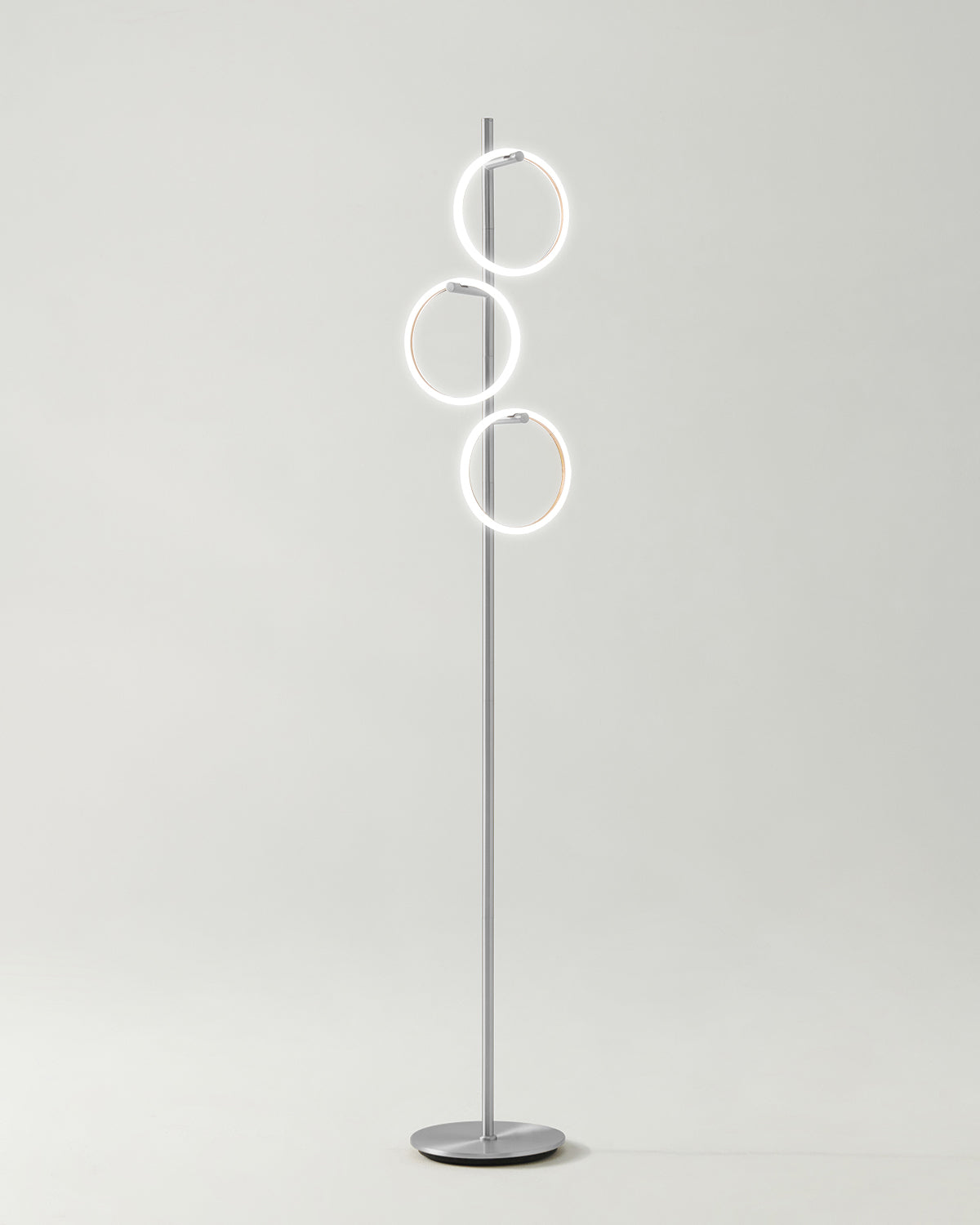 Glowmere Saturn Three Ring Pedal Switch Floor Lamp in silver