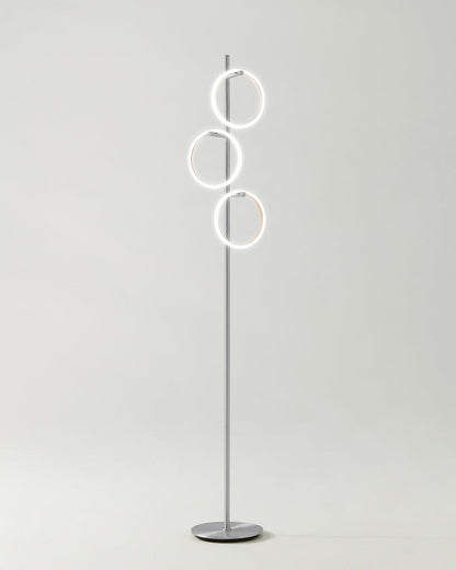 Glowmere Saturn Three Ring Pedal Switch Floor Lamp in silver