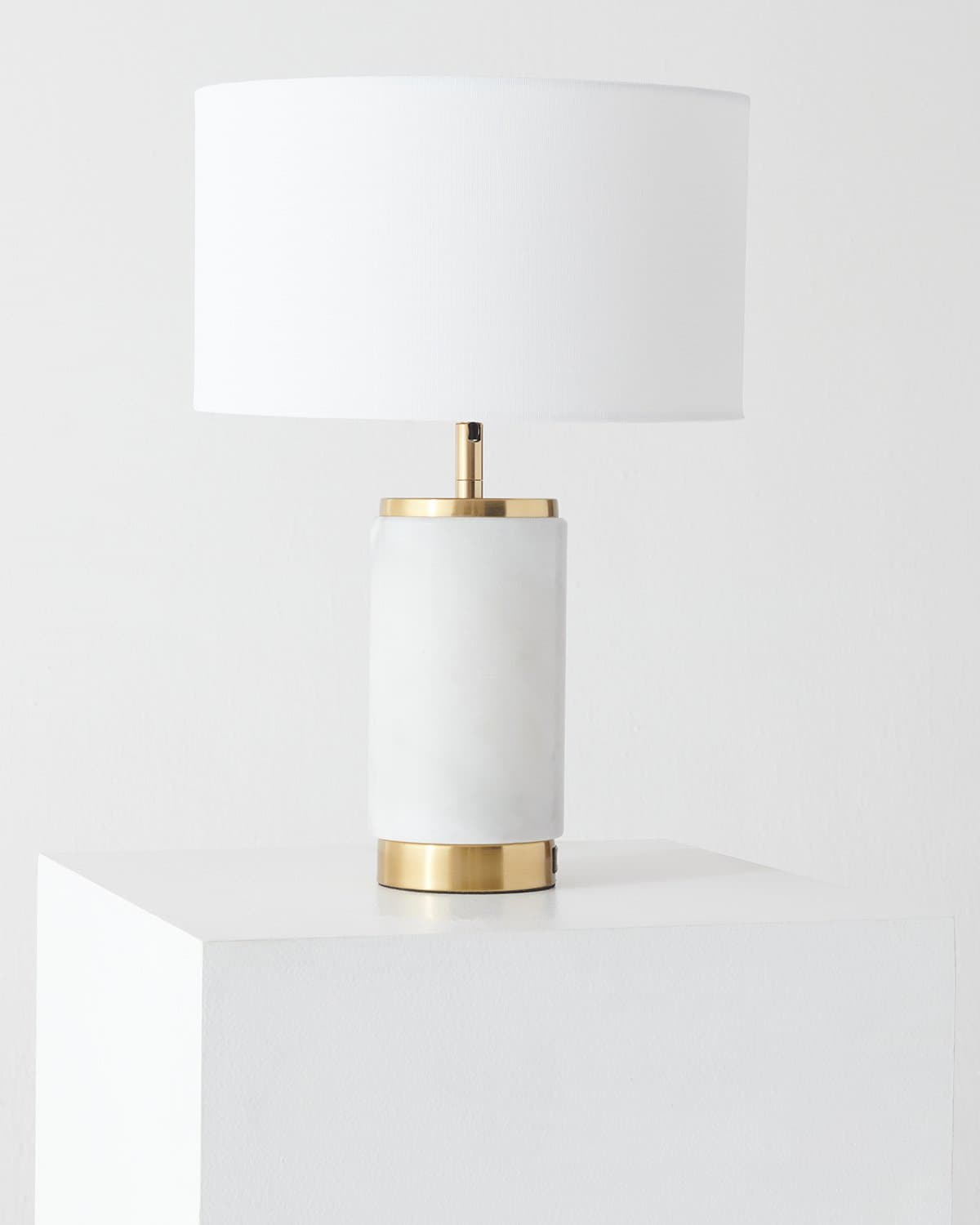 Glowmere Arden Marble USB Table Lamp with White Shade view 2