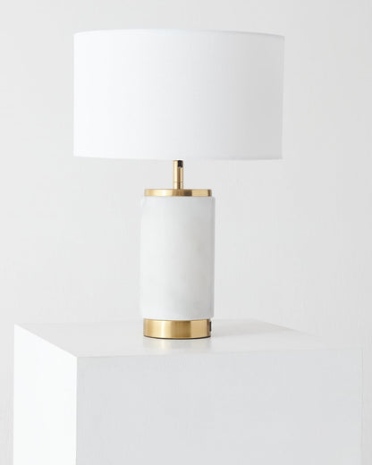 Glowmere Arden Marble USB Table Lamp with White Shade view 2