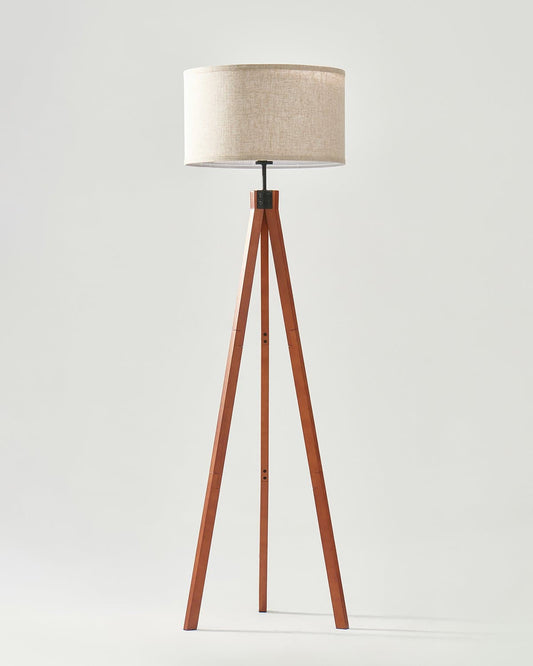 Glowmere Eden Wooden Tripod LED Floor Lamp overall view