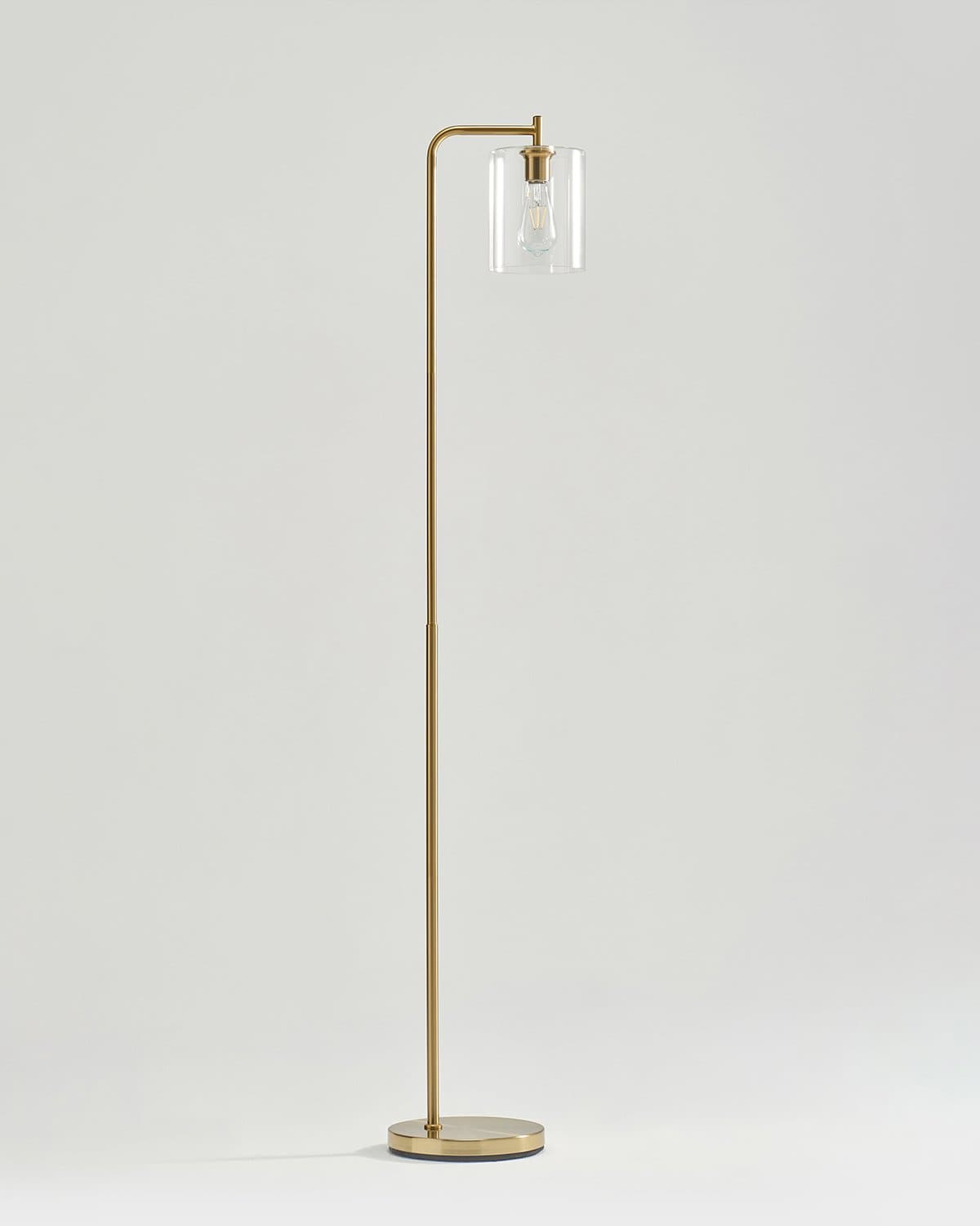 Glowmere Elizabeth Brass Hanging Glass Shade Floor Lamp overall view