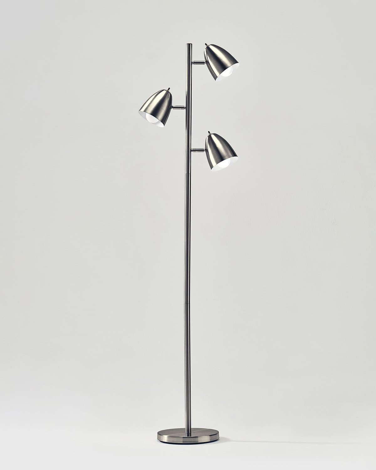Glowmere Jacob Mid Century Three Head Floor Lamp in nickel