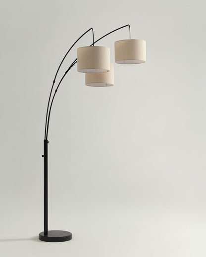 Glowmere Trilage Three Light Adjustable Arm Floor Lamp in black