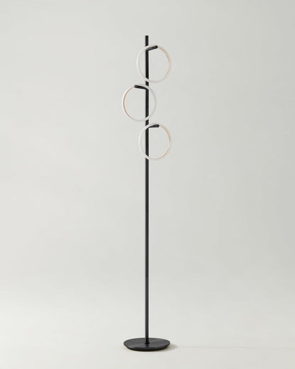 Glowmere Saturn Three Ring Pedal Switch Floor Lamp in black