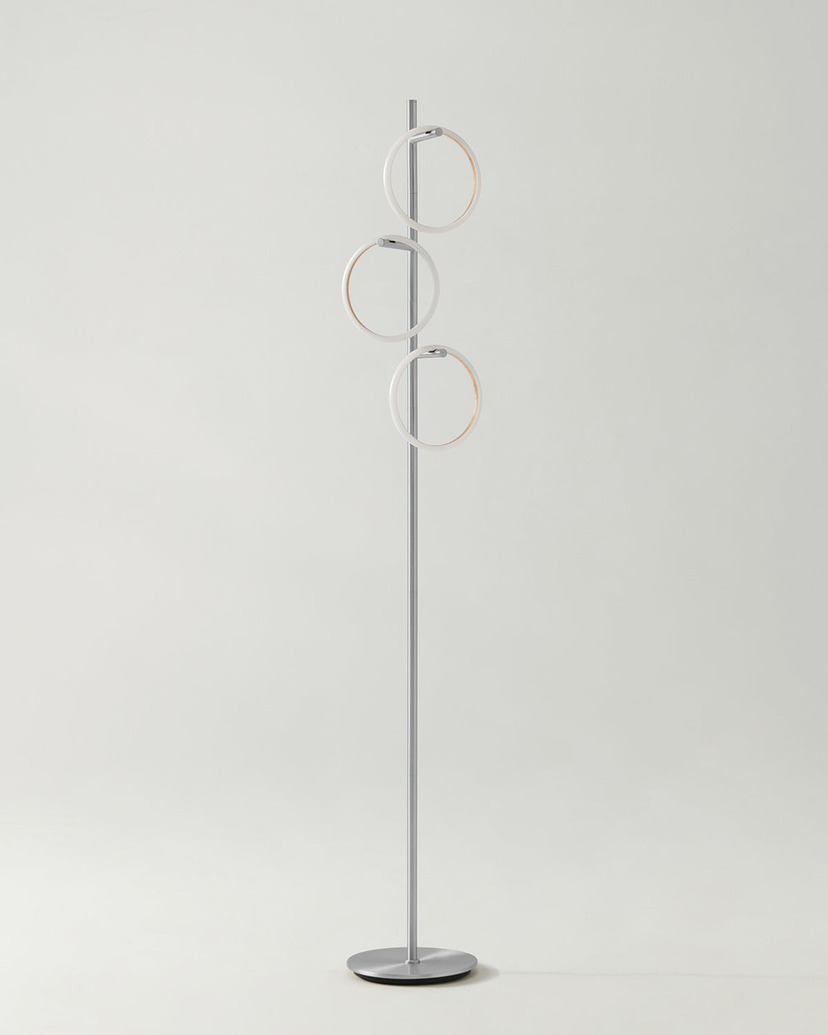 Glowmere Saturn Three Ring Pedal Switch Floor Lamp in silver