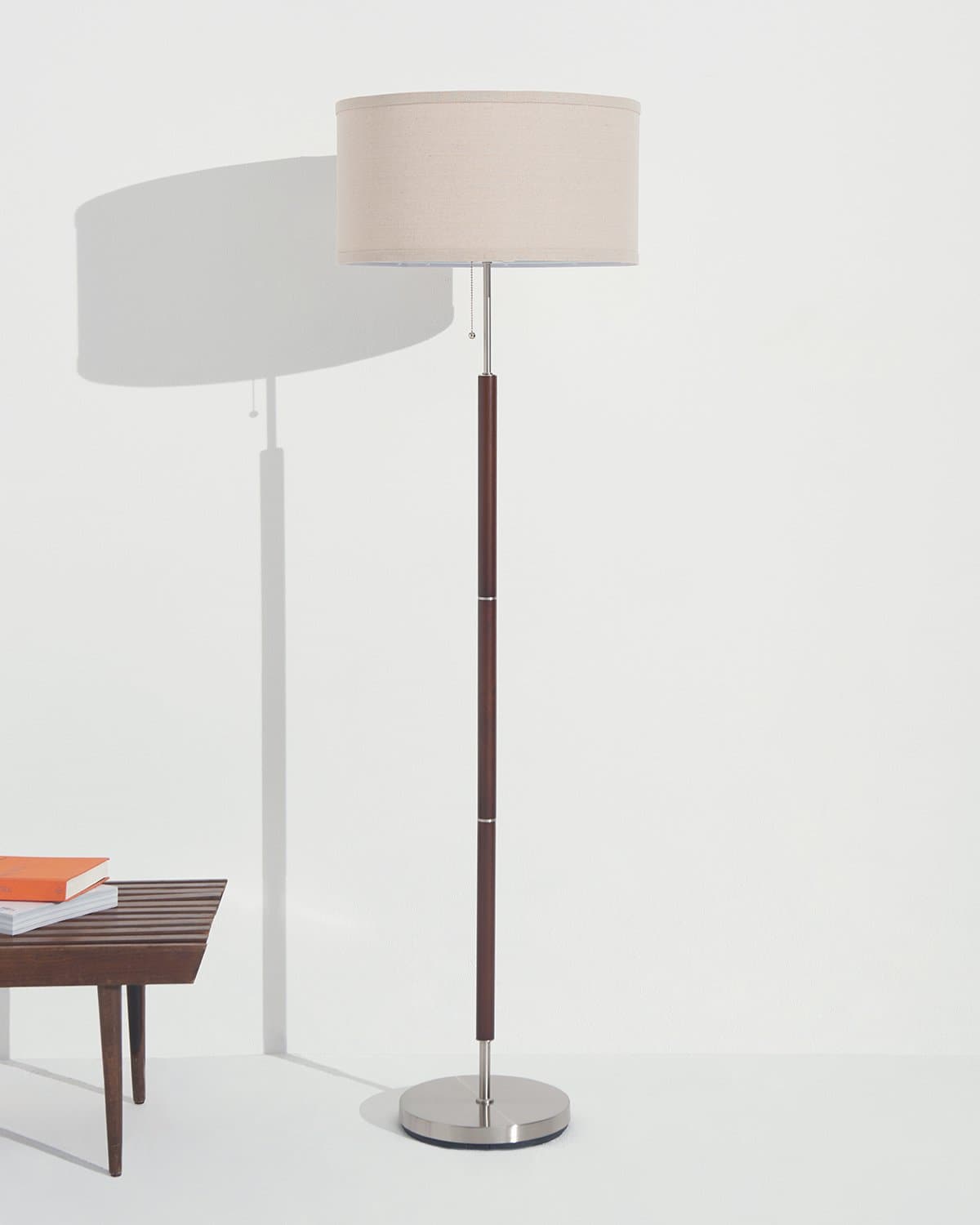 Glowmere Carter Walnut Finish Linen Shade Floor Lamp view 3