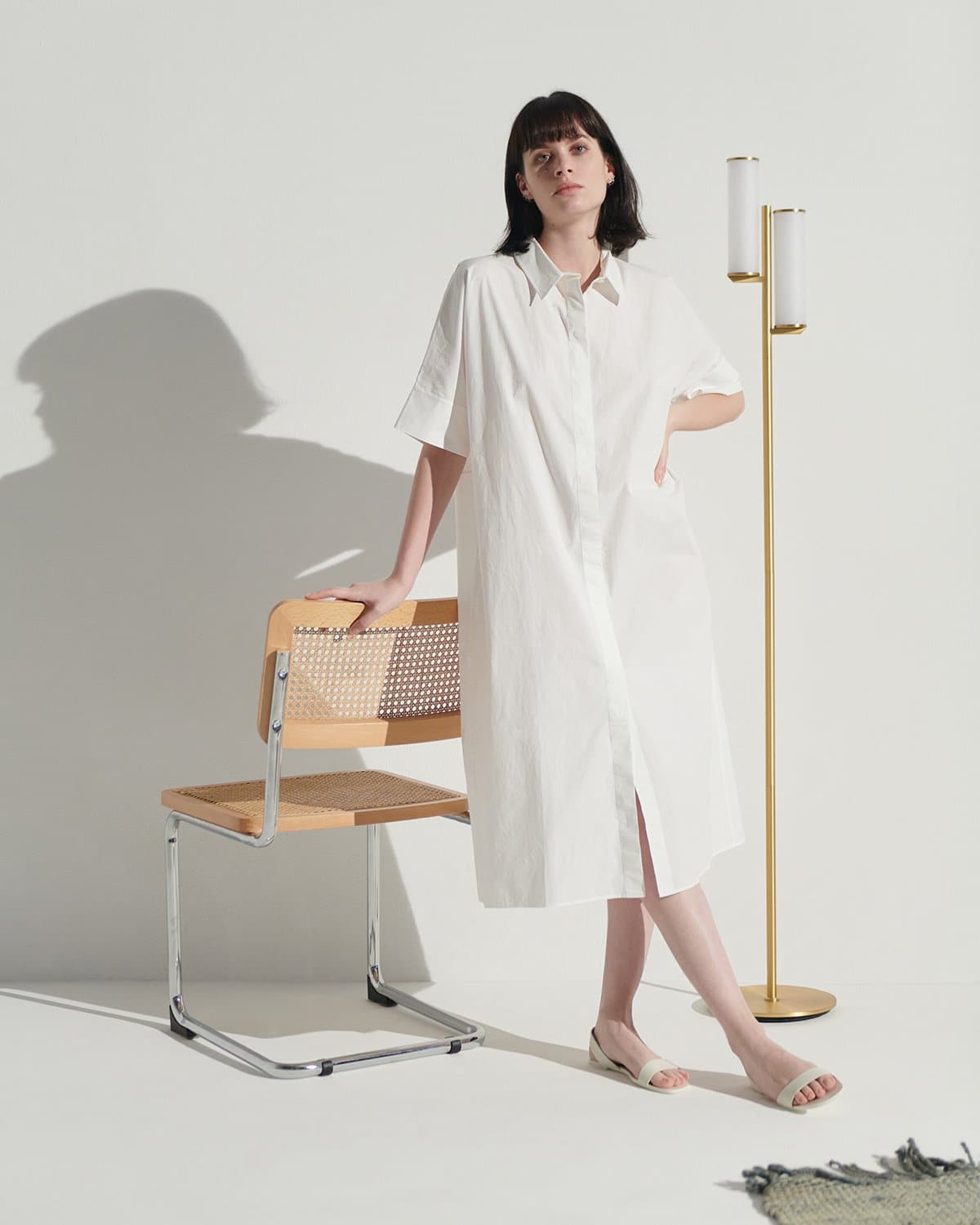 Glowmere Gemini Touch Stem Floor Lamp in brass