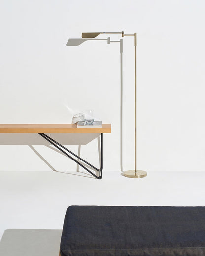 Glowmere Leaf Reading LED Floor Lamp with Touch Dimmer in brass