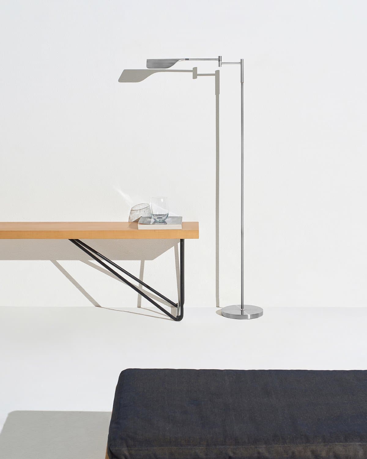 Glowmere Leaf Reading LED Floor Lamp with Touch Dimmer in silver