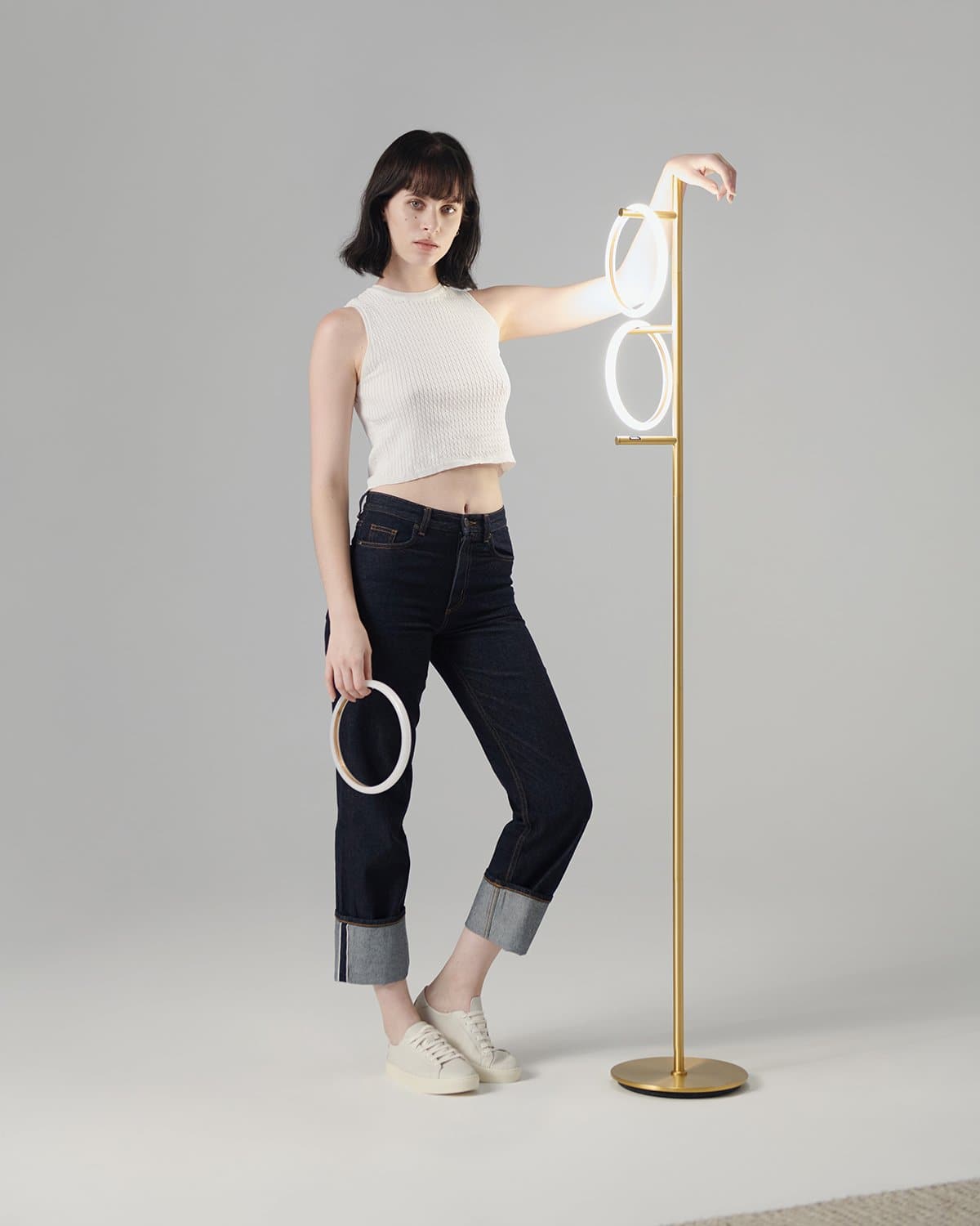Glowmere Saturn Three Ring Pedal Switch Floor Lamp view 2