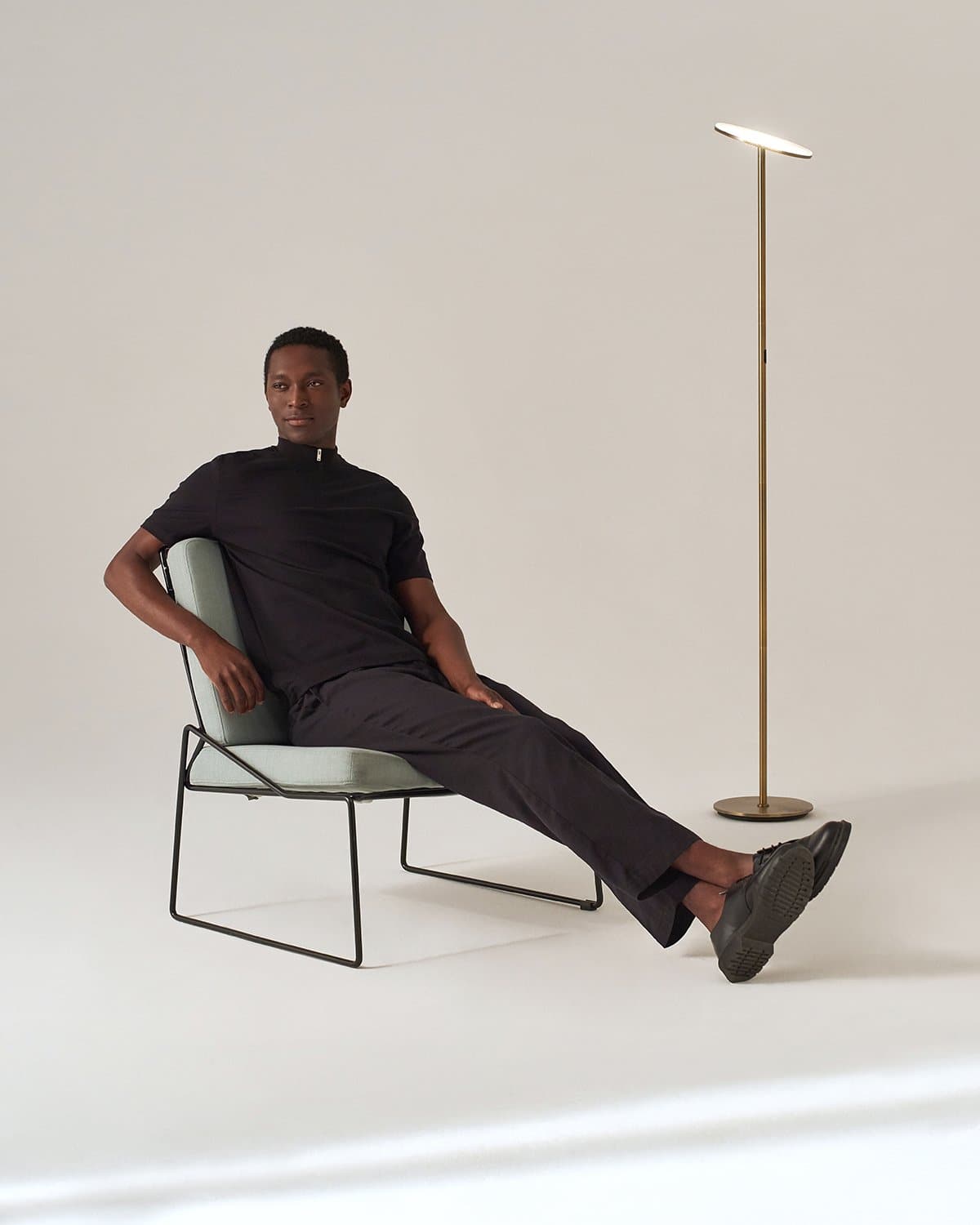 Glowmere Sky Torchiere LED Floor Lamp in brass