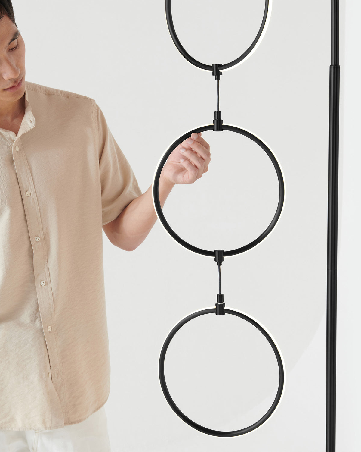 Glowmere 3 Ring Arc LED Floor Lamp with Touch Dimmer in black