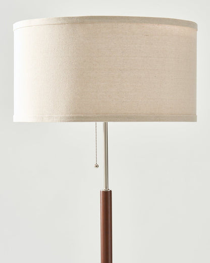 Glowmere Carter Walnut Finish Linen Shade Floor Lamp view 4