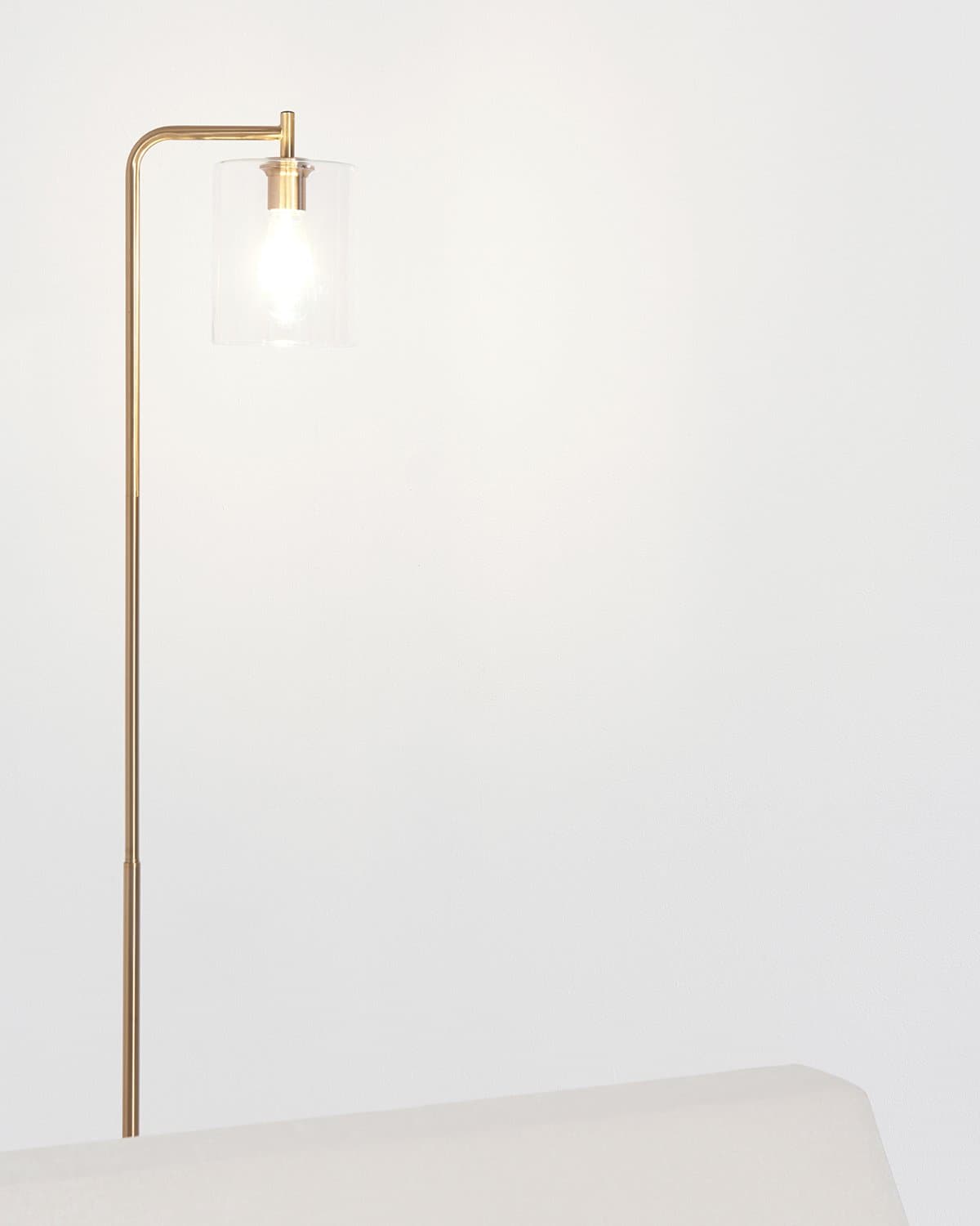 Glowmere Elizabeth Brass Hanging Glass Shade Floor Lamp in brass