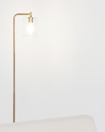 Glowmere Elizabeth Brass Hanging Glass Shade Floor Lamp in brass