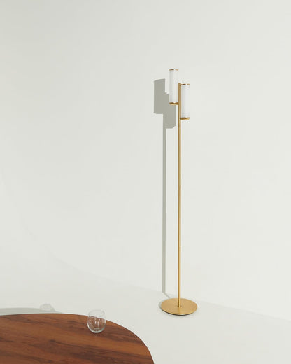 Glowmere Gemini Touch Stem Floor Lamp in brass