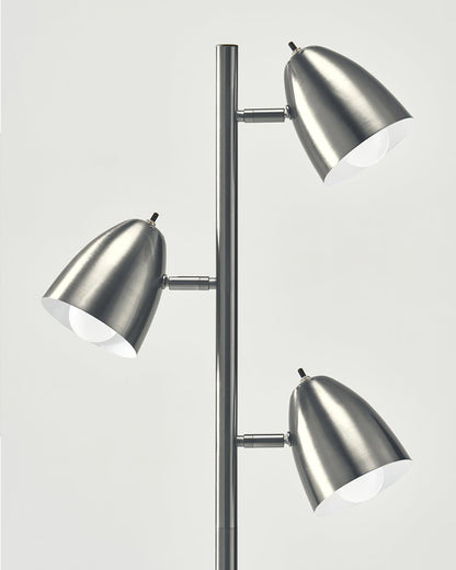 Glowmere Jacob Mid Century Three Head Floor Lamp in nickel