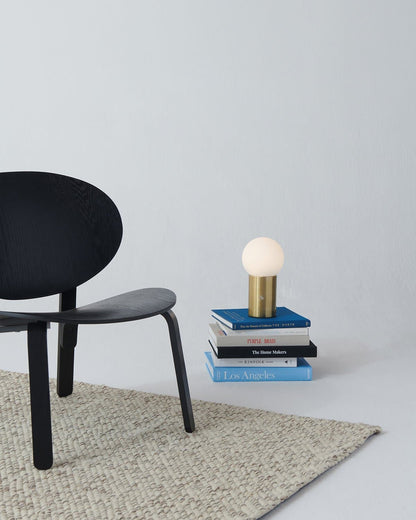Glowmere Kai Brass Cylinder Frosted Glass Globe Table Lamp in brass