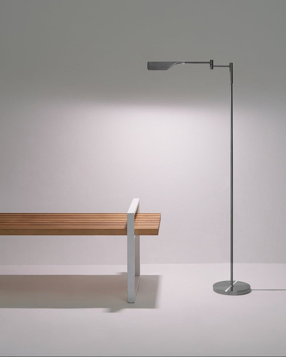 Glowmere Leaf Reading LED Floor Lamp with Touch Dimmer in silver
