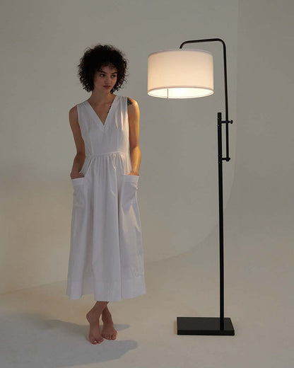 Glowmere Leo Black Arc Floor Lamp with Marble Base overall view