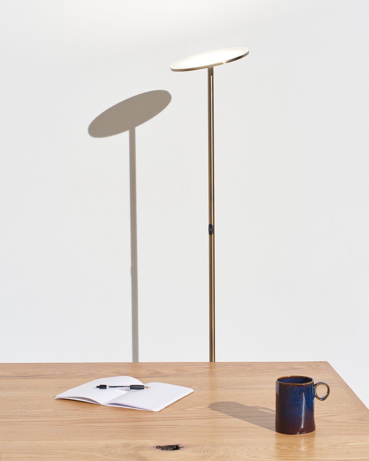 Glowmere Sky Torchiere LED Floor Lamp in brass