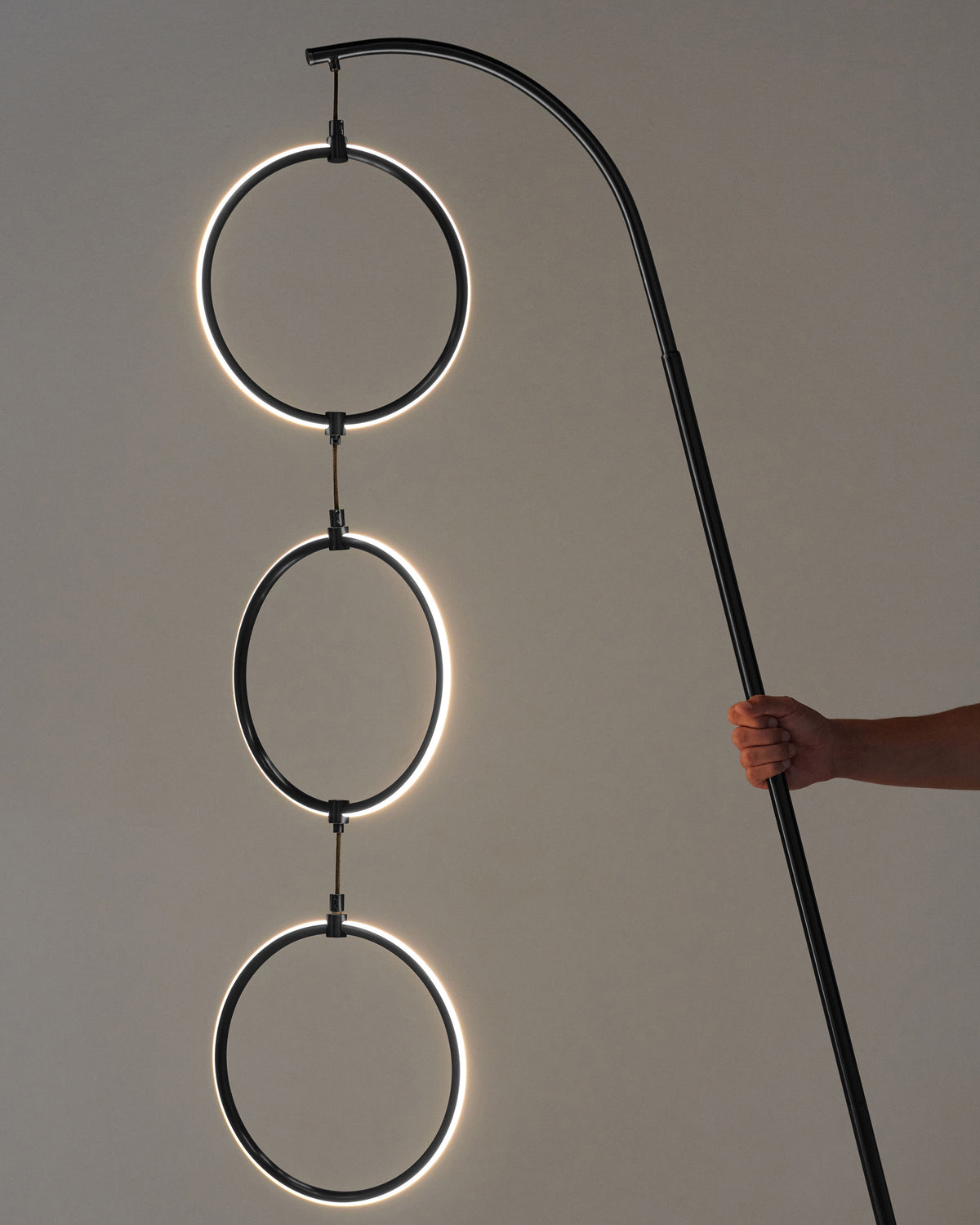 Glowmere 3 Ring Arc LED Floor Lamp with Touch Dimmer in black