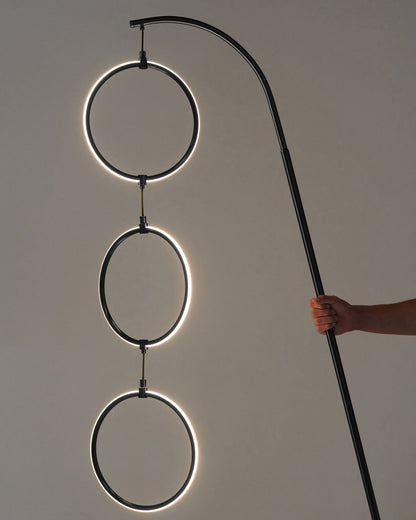 Glowmere 3 Ring Arc LED Floor Lamp with Touch Dimmer in black
