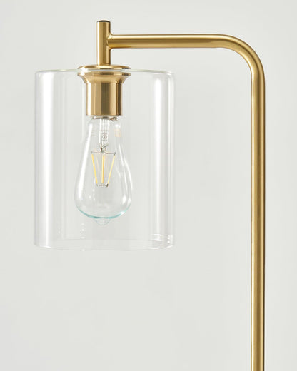 Glowmere Elizabeth Brass Hanging Glass Shade Floor Lamp in brass