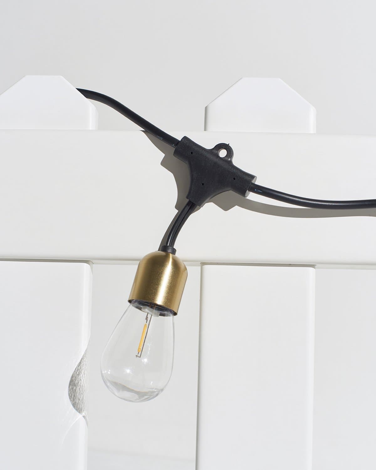 Glowmere Solar LED Hanging String Lights with Brass Sockets in brass