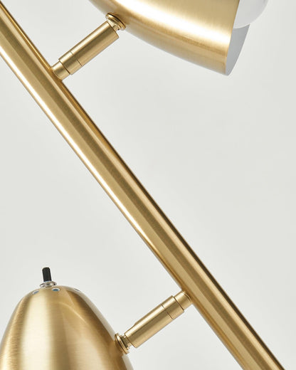 Glowmere Jacob Mid Century Three Head Floor Lamp in brass