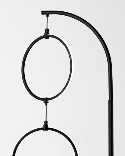 Glowmere 3 Ring Arc LED Floor Lamp with Touch Dimmer in black