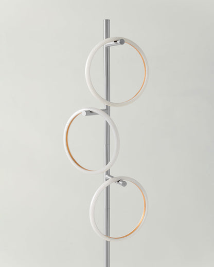Glowmere Saturn Three Ring Pedal Switch Floor Lamp in silver