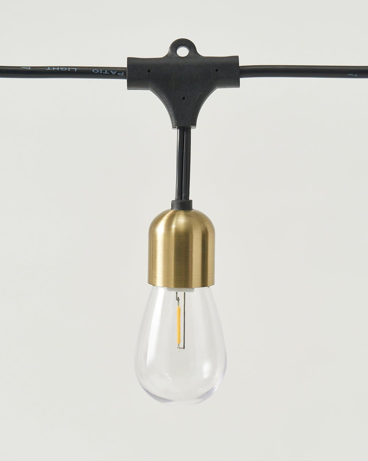 Glowmere Solar LED Hanging String Lights with Brass Sockets in brass