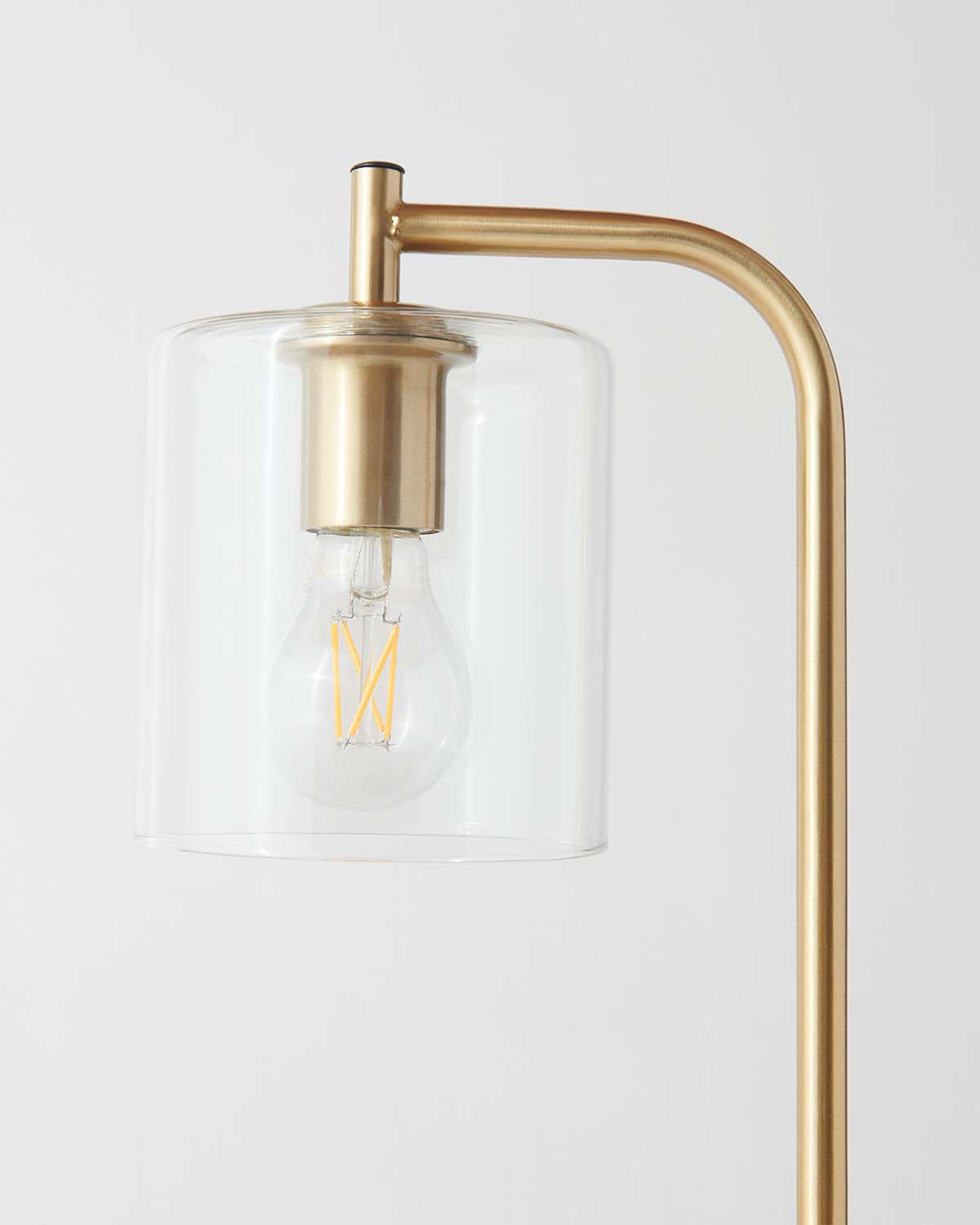 Glowmere Elizabeth Brass USB Charging Table Lamp with Glass Shade in brass