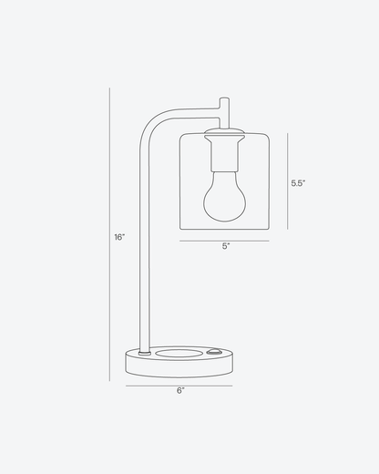 Glowmere Elizabeth Brass USB Charging Table Lamp with Glass Shade in brass