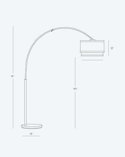 Glowmere Mason Arc LED Floor Lamp with Double Linen Shade view 9