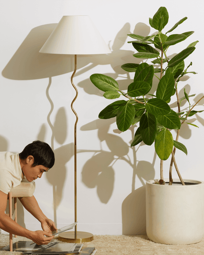 Glowmere Squiggle Curved Stem Floor Lamp with Fabric Shade view 2