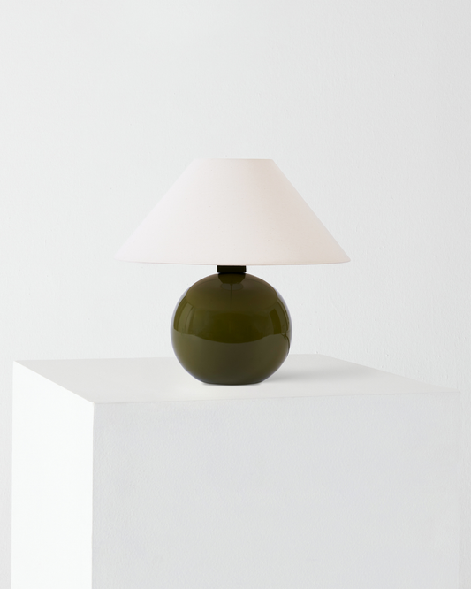 Glowmere Fiona Glossy Ceramic Base Table Lamp with Empire Shade overall view