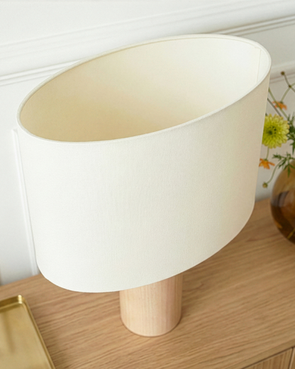 Glowmere Mia Poplar Wood Cylinder Table Lamp with Oval Shade view 4