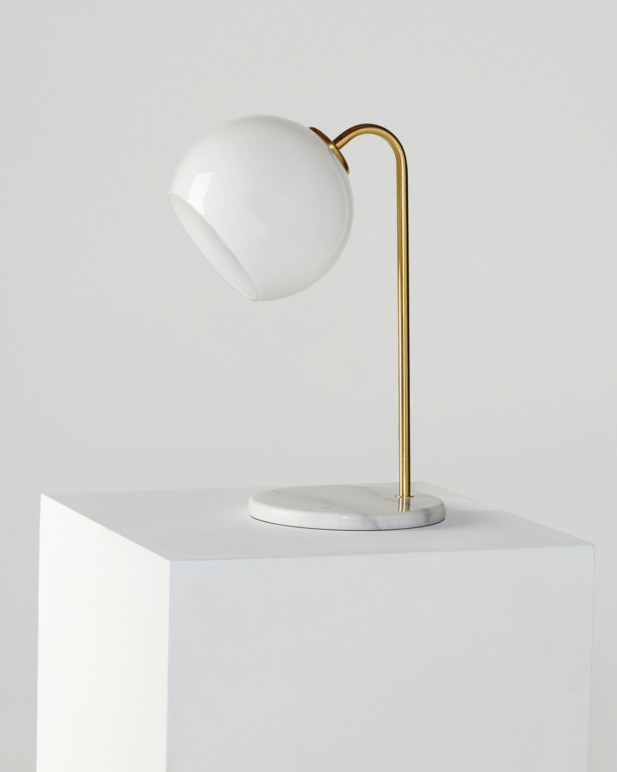 Glowmere Krystal Tilted Frosted Glass Shade Marble Base Table Lamp view 3