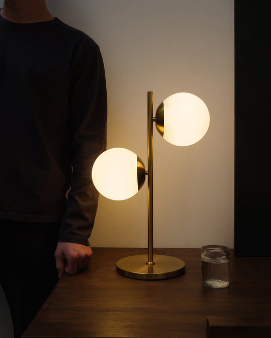 Glowmere Sphere Twin Globe Table Lamp with USB C Charging overall view