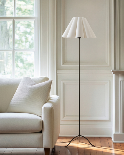 Glowmere Lea Fluted Shade Floor Lamp with Color Changing Bulb overall view