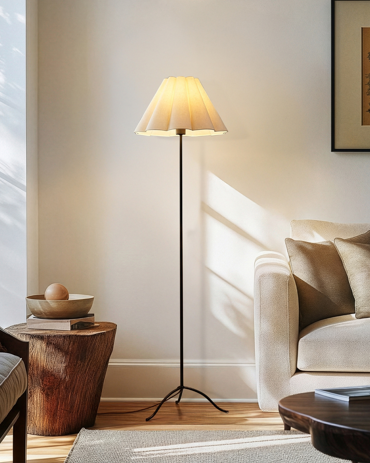 Glowmere Lea Fluted Shade Floor Lamp with Color Changing Bulb view 2